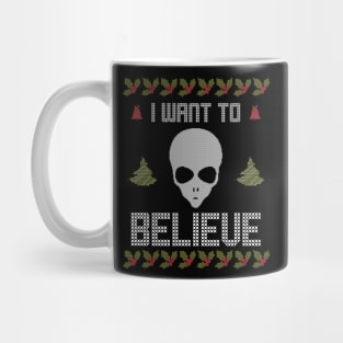 Alien Ugly Christmas Sweater I Want to Believe Mug